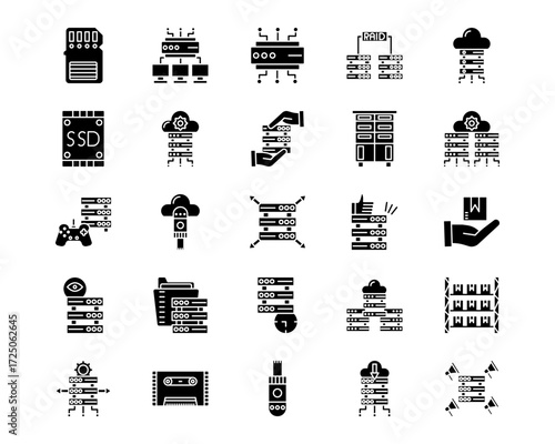 Data Storage Line Vector Icons
