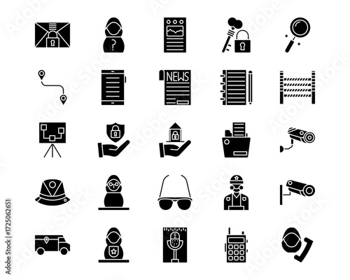 Private Detective Line Vector Icons
