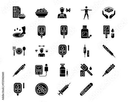 World Diabetes Day Line Vector Icons