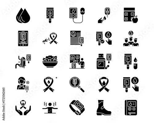 World Diabetes Day Line Vector Icons