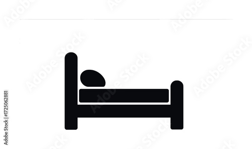 Minimalist black bed icon with pillow highlighting sleep symbol