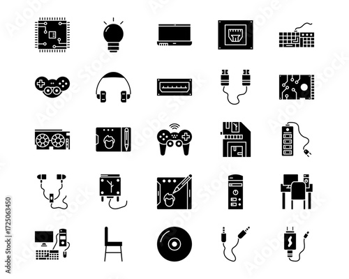 Computer and Hardware Line Vector Icons