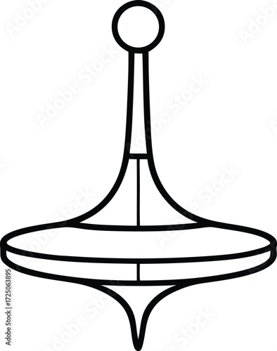 Traditional Spinning Top Toy Outline Vector