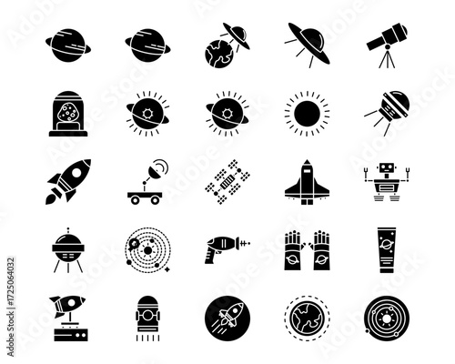 Space Technology Line Vector Icons
