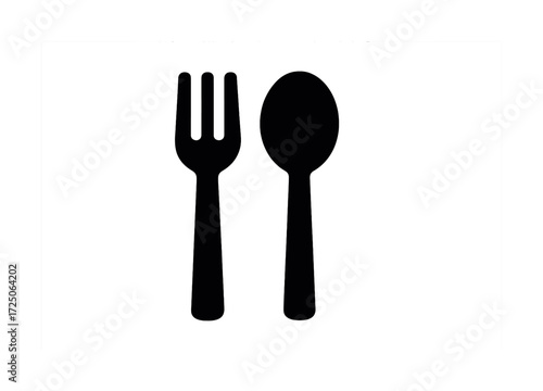 Silhouette of fork and spoon on white background