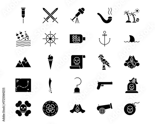Pirate Line Vector Icons