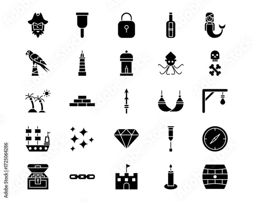 Pirate Line Vector Icons
