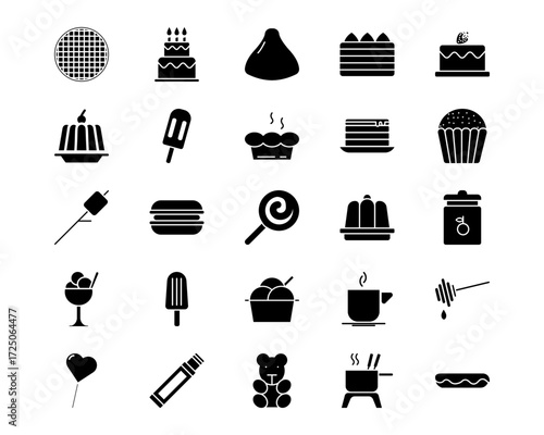 Sweets and Candies Line Vector Icons
