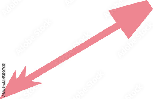 Pink Arrow Pointing Diagonally with Two Heads on transparent background