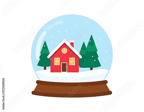 Christmas Snow Globe with Cozy House.