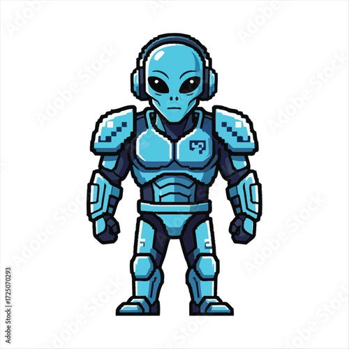 Cybernetic Alien Warrior A Digitally Enhanced Extraterrestrial in a Futuristic Suit of Armor