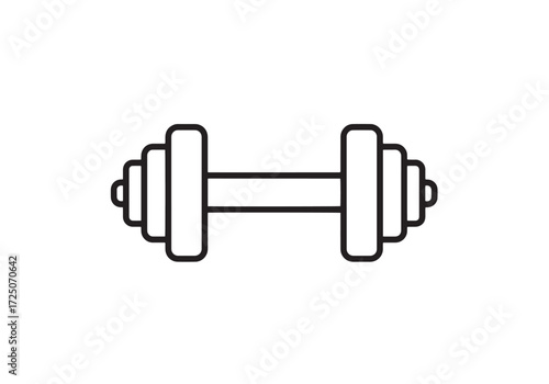 Simple outline icon of a dumbbell representing fitness and weightlifting
