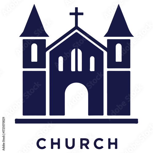 Simple Church Icon Depicting Religious Architecture and Faith.