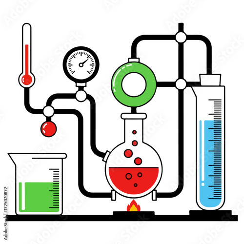 Scientific laboratory equipment for chemical experiments and research.