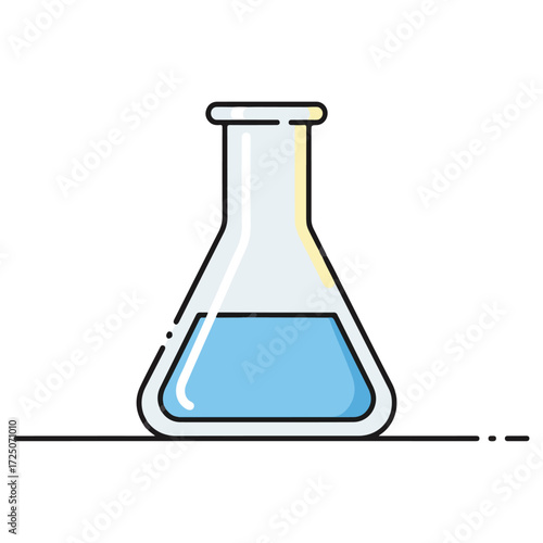 Laboratory flask with blue liquid for scientific experiments and research.