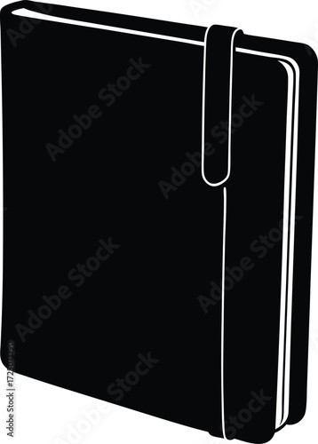 black leather notebook closed elegant stationery writing on transparent background