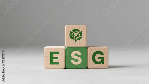 ESG Environmental Social Governance Concept on Wooden Blocks for Sustainable Business Practices