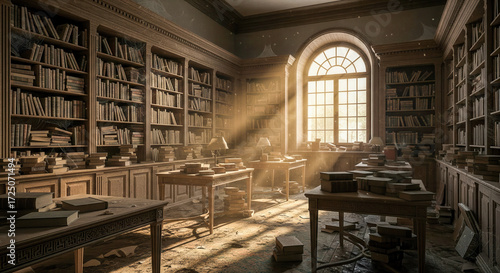 Wallpaper Mural Knowledge and history concept featuring old majestic study room filled with classic literature perfect for education or fantasy themed backgrounds Torontodigital.ca