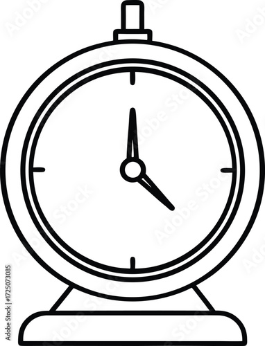 Golden Desk Clock Round Face Polished on Transparent Background