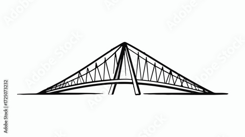 Striking architectural bridge illustration, perfect for city skylines or modern infrastructure projects, offering clean lines and minimalist elegance, adaptable for designs