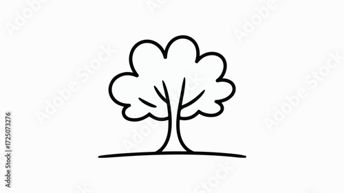 Charming outlined tree illustration brings a touch of nature, perfect for logos, icons, and creative designs needing simple, elegant botanical elements