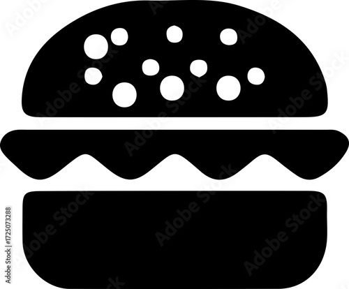 Burger and Drink Silhouette Vector Icon with Soda Cup and Hamburger Layers for Fast Food and Restaurant Menu Design