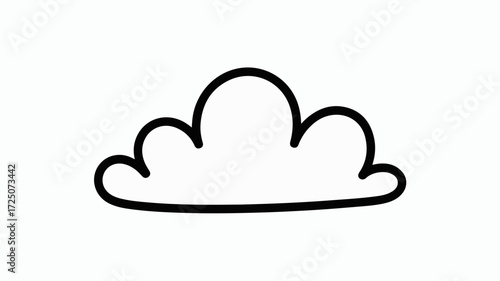 Whimsical hand-drawn cloud, a simple line art illustration perfect for weather forecasts, app interfaces, and children's book designs bringing a touch of playfulness