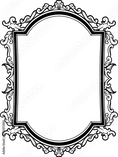 featuring a vintage frame ornament design in the form of a window and carvings