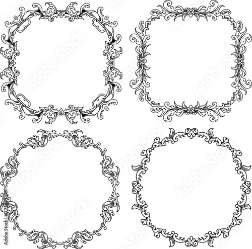 featuring a vintage frame ornament design with various carvings