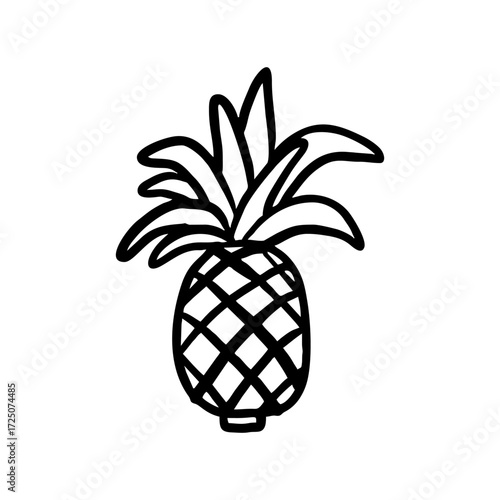 Hand drawn vector illustration of a pineapple fruit