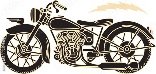 Vintage Classic Motorcycle Outline Graphic Art Illustration editable vector transparent Background for t-shirt mug wall stickers wallpaper sticker design multipurpose use in high definition format