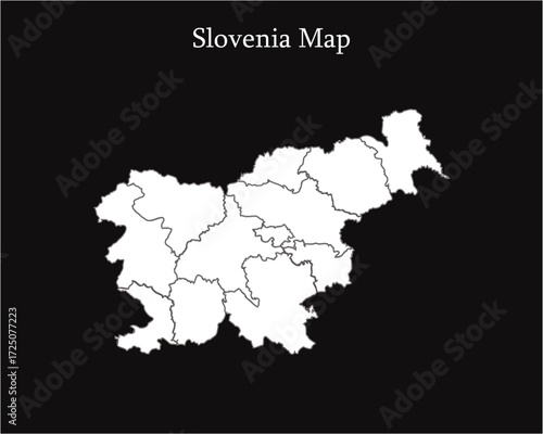 Slovenia Map Outline White regions black background 
