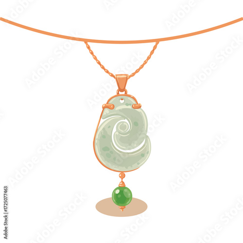 Jade pendant necklace with intricate carvings.