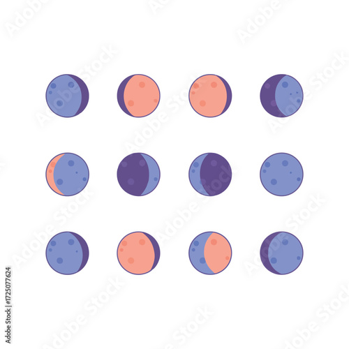 Lunar Phases Illustration A Complete Cycle of the Moon.