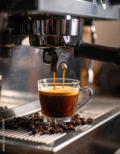 Espresso pouring into a cup