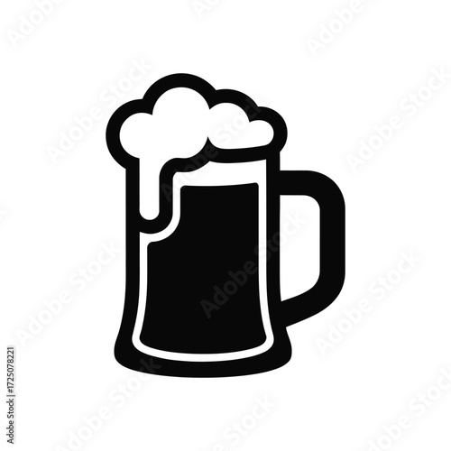 Black And White Icon Of A Beer Mug Full Of Frothy Beer