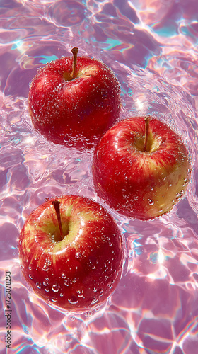 red apples in a water