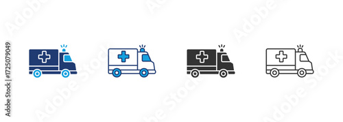 Ambulance Icon Set Multiple Style Collection