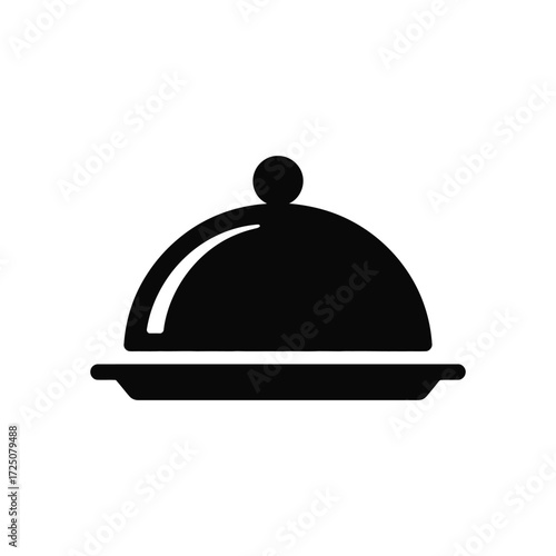 Black And White Icon Showing a Serving Cloche or Food Cover Illustration