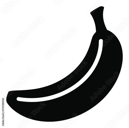 Black Banana Icon on White Background Fresh Fruit Design