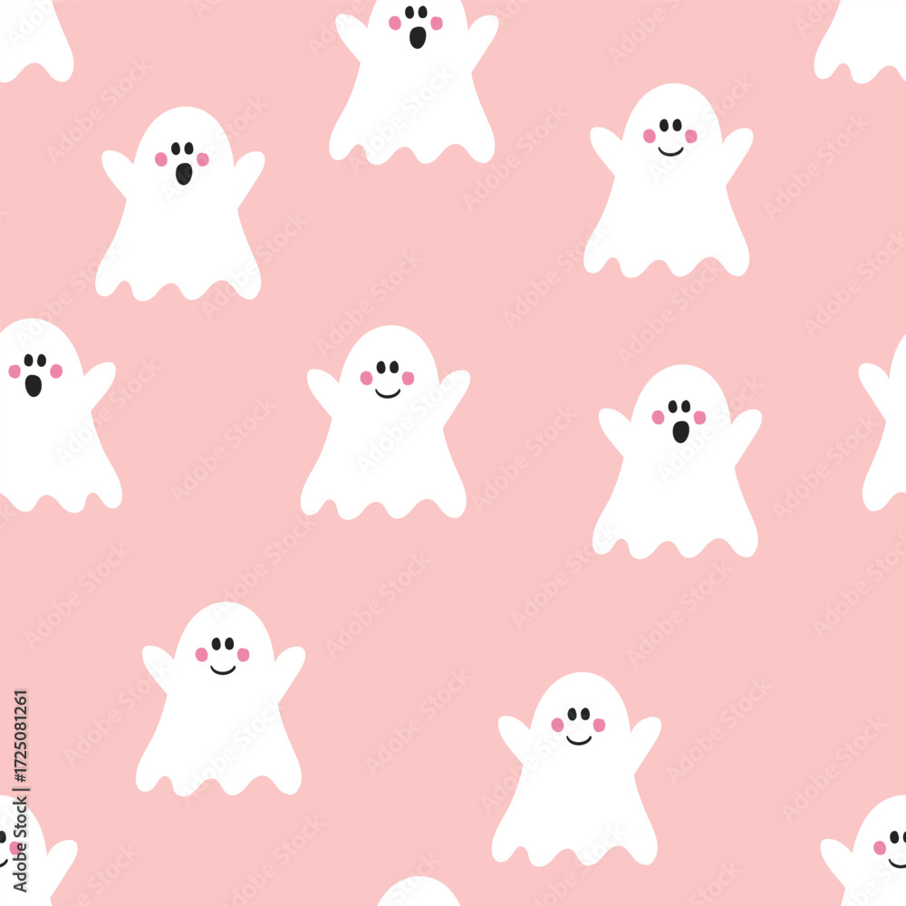 Obraz premium Cute Halloween pattern with spooky ghosts. Vector illustration