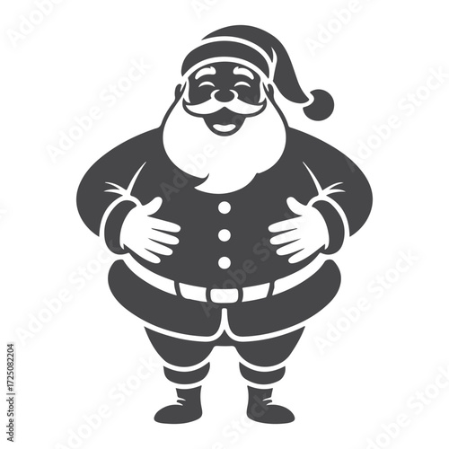 Classic Santa Claus silhouette standing with hands on belly vector design