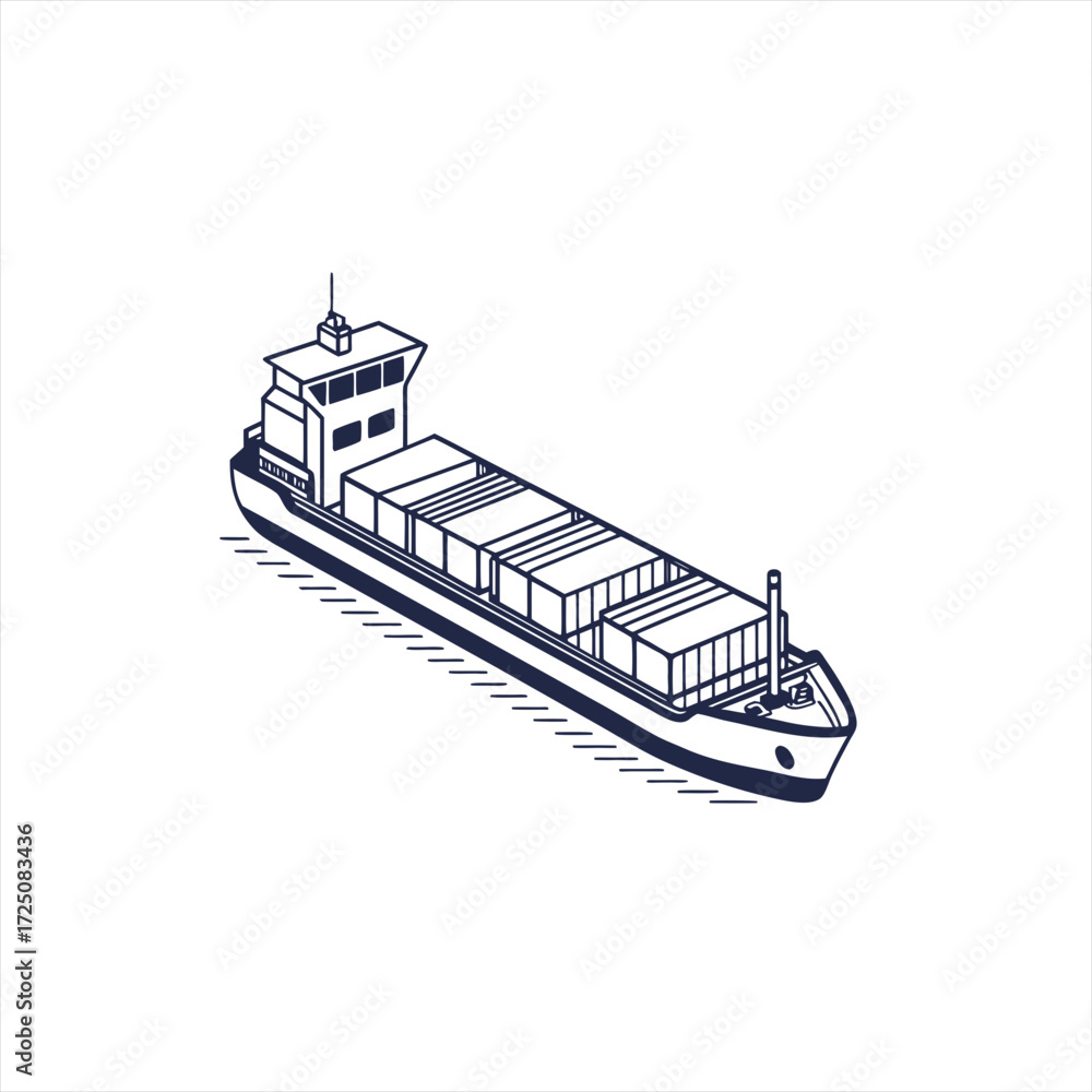 Obraz premium Illustration of a cargo ship carrying containers on the water