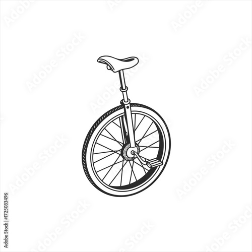 Simple black and white line drawing of a unicycle
