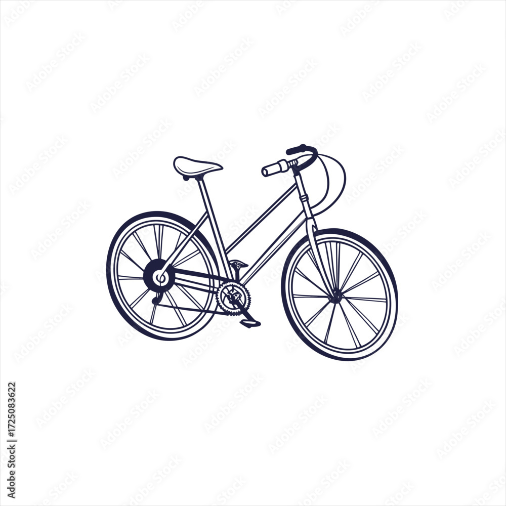Fototapeta premium Simple line drawing of a classic bicycle on a white background