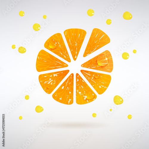 Juicy Orange with Drops of Juice