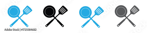 Cook up something amazing with these skillet and spatula icons, perfect for restaurant branding, food blogs, or culinary designs, adding a modern touch to your kitchen creations