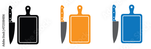 Cutting Board and Knife in Kitchen Vector Style