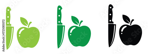 Crisp apple ready to be sliced with a sharp knife, perfect for healthy recipes and fresh eating concepts, vibrant food preparation for a modern, clean lifestyle