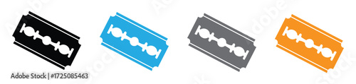Silhouette of a vintage razor blade tool for shaving or cutting,displayed on a on a transparent background